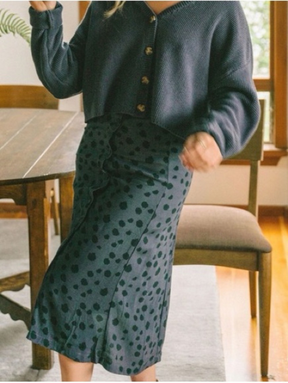 Jackson Rowe leopard print button midi skirt